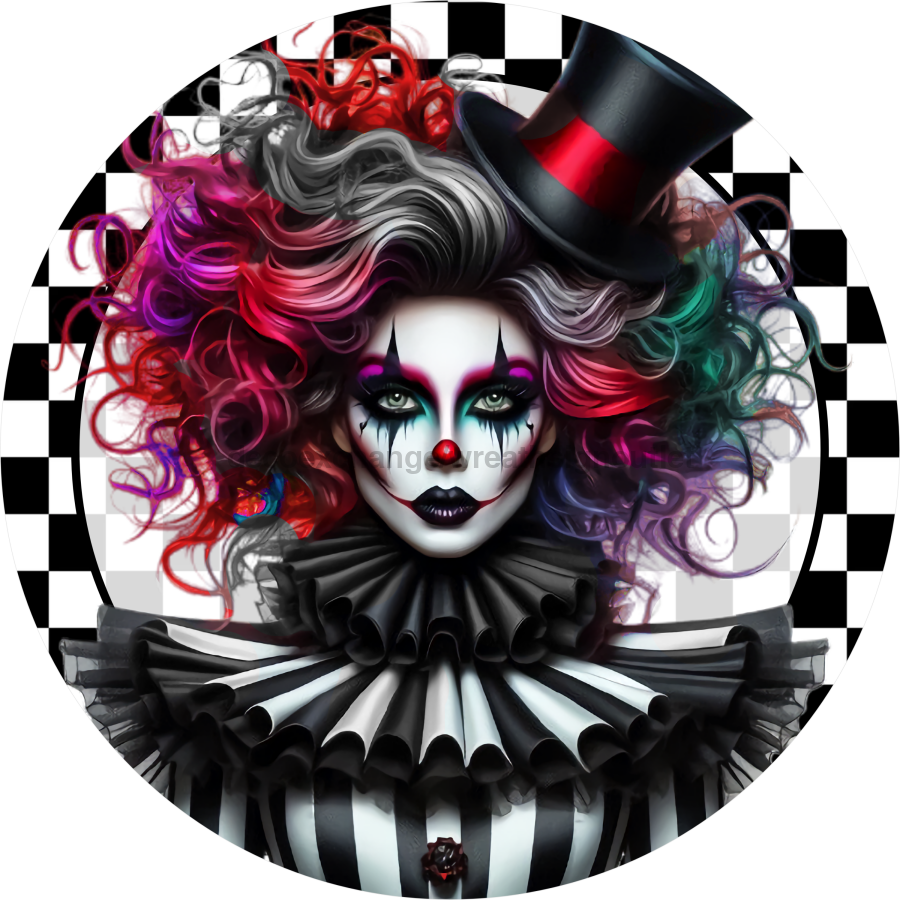 Halloween Clown Sign, DECOE-5256-D, Sign For Wreath, 10" Wood Sign