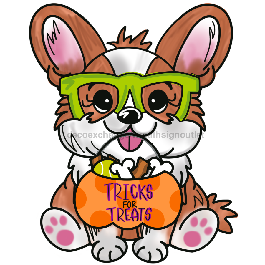 Halloween Dog Corgi Door Hanger Mj-W-00076-Dh 22‚Äô Wood