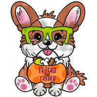 Thumbnail for Halloween Dog Corgi Door Hanger Mj-W-00076-Dh 22‚Äô Wood