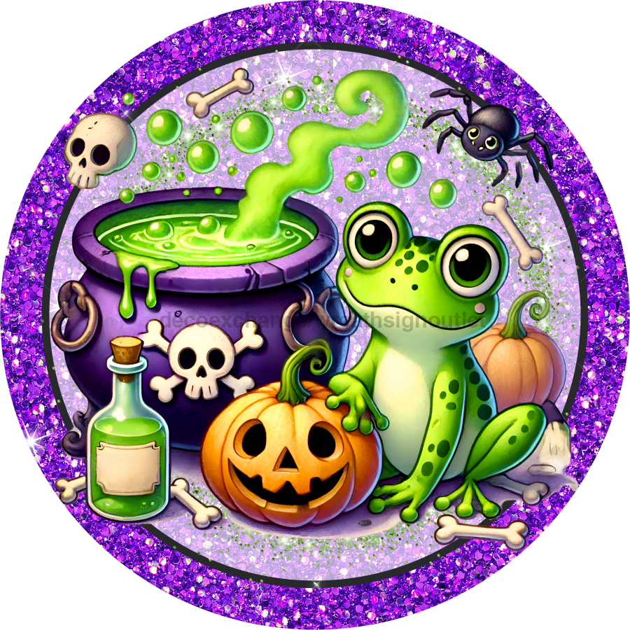 Halloween Frog Sign, DECOE-5278-D, Sign For Wreath, 10" Wood Sign