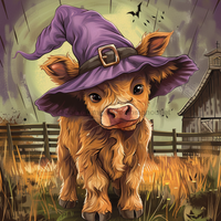 Thumbnail for Halloween Highland Cow Wall Art, MB-00023, Sign For Wreath, 10x10