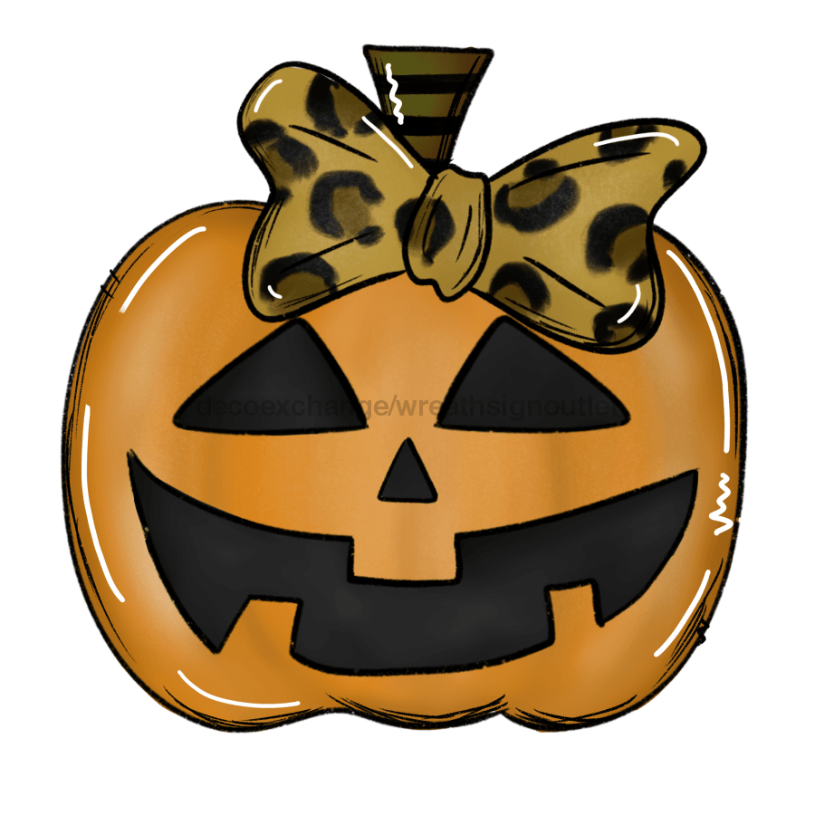Halloween Pumpkin, Pumpkin with a Bow, wood sign, DECOE-W-018 - DecoExchange¬Æ