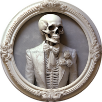 Thumbnail for Halloween 3D looking Skeleton 18" Wood Door Hanger - DECOE-4606-DH