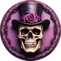 Thumbnail for Halloween 3D looking Skeleton 10" Metal Wreath Sign - DECOE-4651