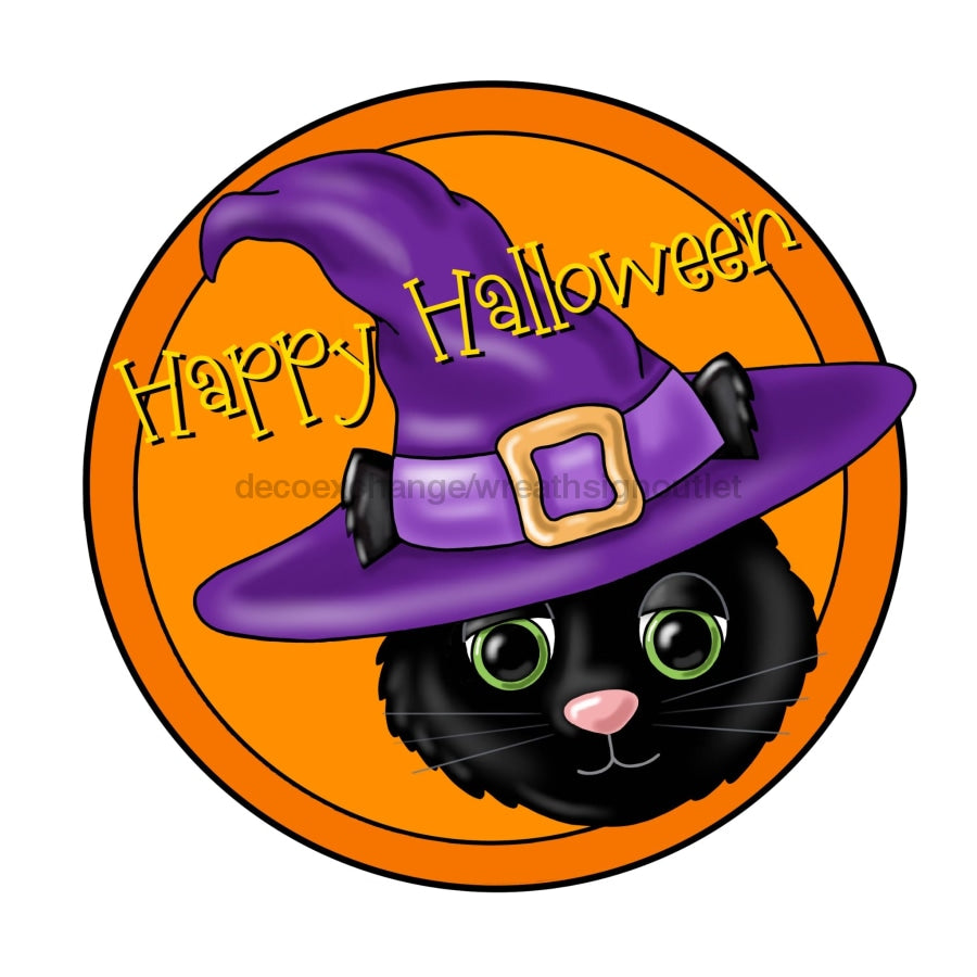 Halloween Sign, Black Cat Sign, Happy Halloween, wood sign, PCD-W-016 - DecoExchange¬Æ