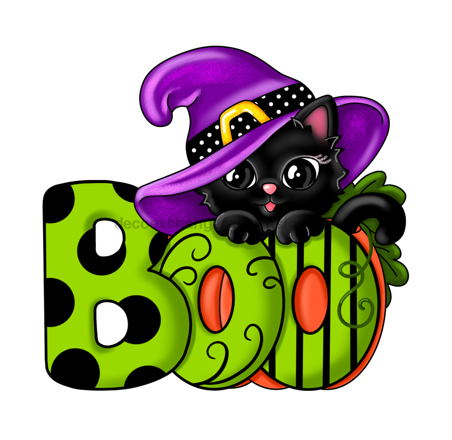 Halloween Sign, Boo Cat Sign, PCD-W-155-DH, 22" Door Hanger