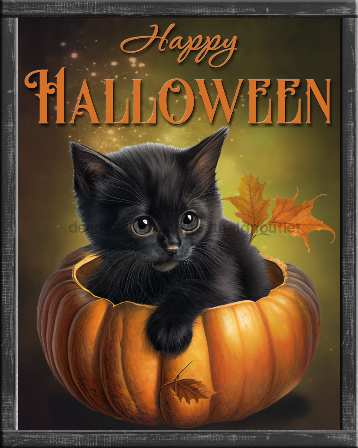 Halloween Cat 8x10" Metal Wreath Sign - DECOE-4580