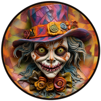 Thumbnail for Halloween Sign, Creepy Clown Sign, 3D Halloween, DCO-00485, Sign For Wreath, 10