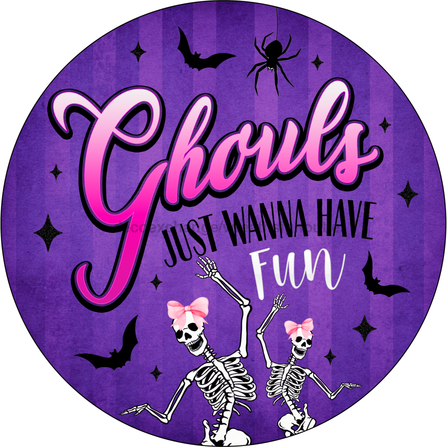Halloween Sign, Ghouls Fun, DECOE-5253-D, Sign For Wreath, 10" Wood Sign