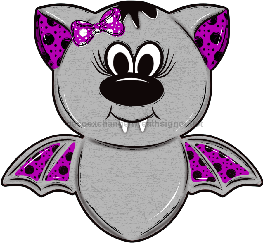 Halloween Gray Girl Bat 22" Wood Door Hanger - DECOE-W-90087-DH