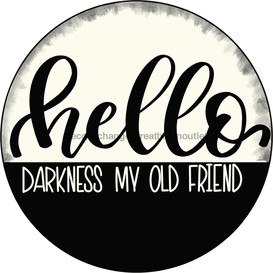 Wreath Sign, Halloween Sign, Hello Old Friend, 10" Round Metal Sign CR-015, DecoExchange, Sign For Wreath - DecoExchange
