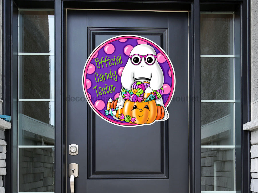 Halloween Pink Candy Tester 22" Wood Door Hanger - PCD-W-101-DH