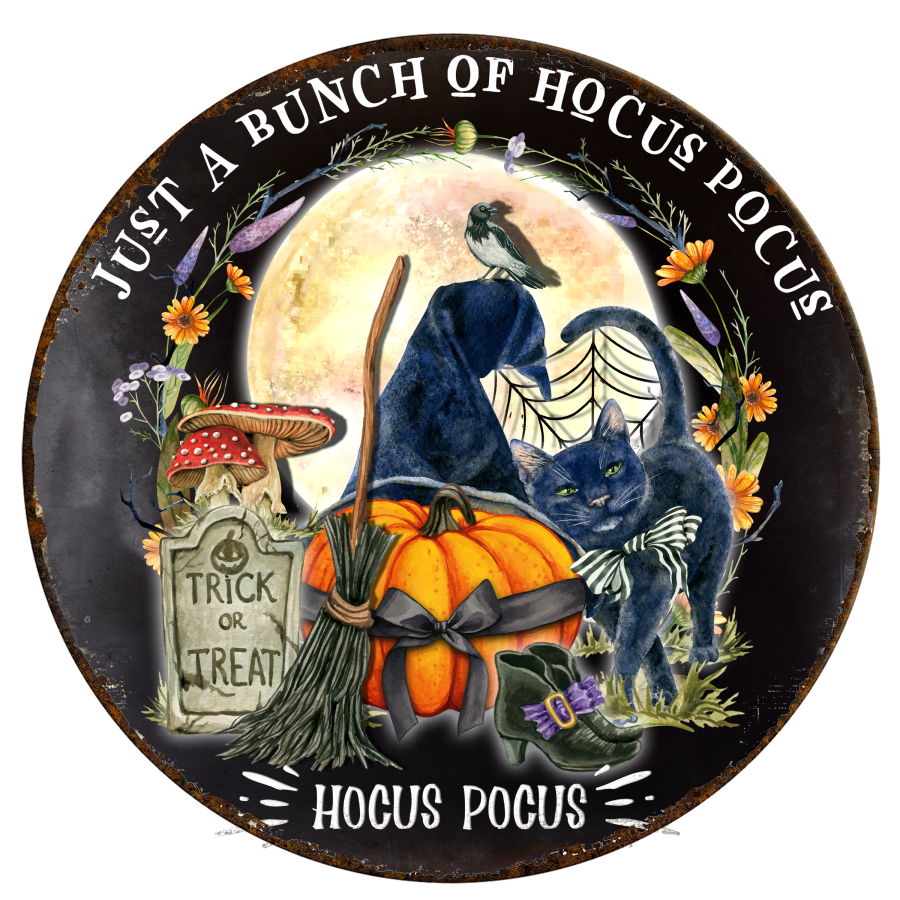 Halloween Rustic 10" Metal Wreath Sign - DECOE-4592