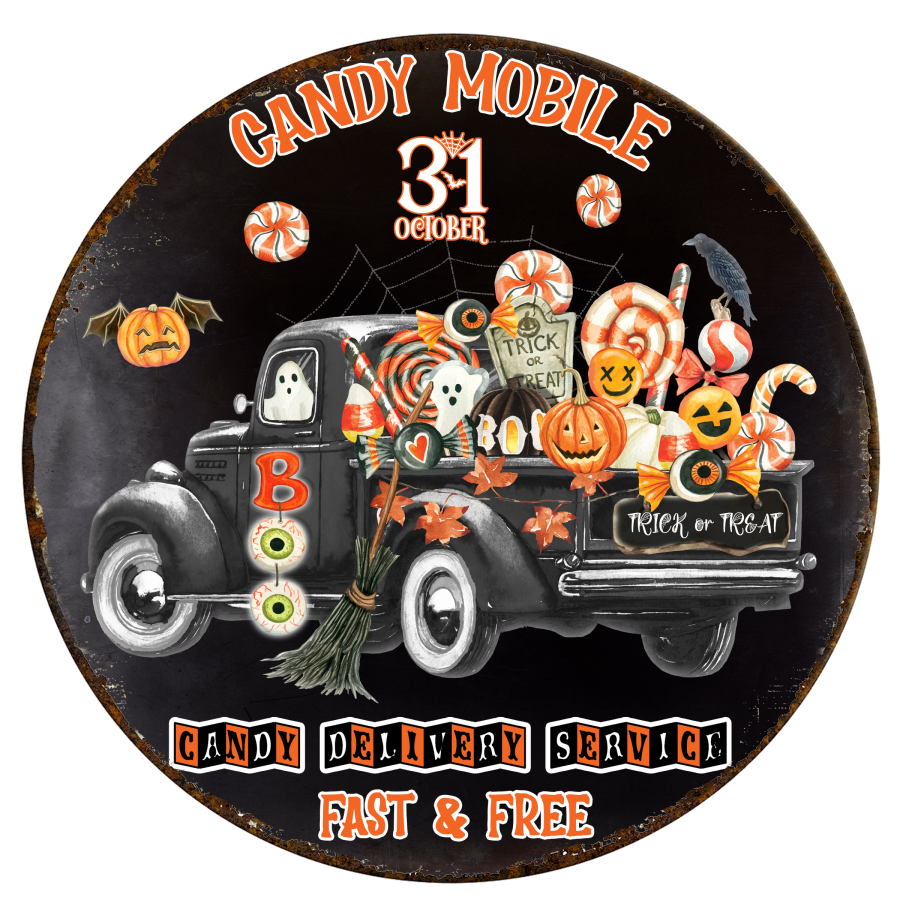 Halloween Rustic 10" Metal Wreath Sign - DECOE-4595