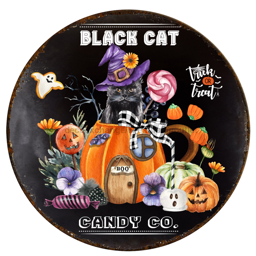 Halloween Rustic 8" Metal Wreath Sign - DECOE-4596-B