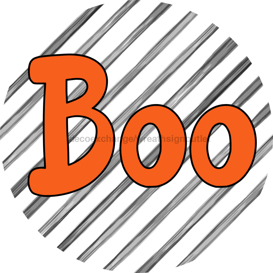 Halloween Simple Boo 8" Metal Wreath Sign - DECOE-4495-B