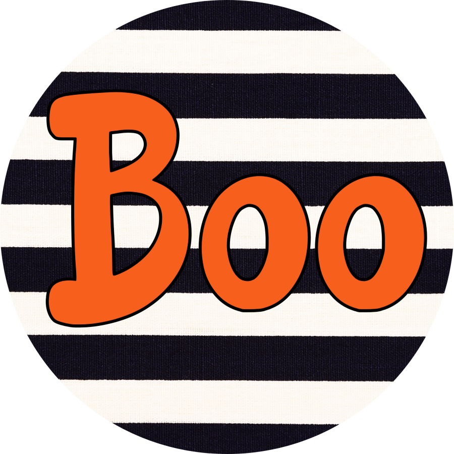 Halloween Simple Boo 8" Metal Wreath Sign - DECOE-4503-B