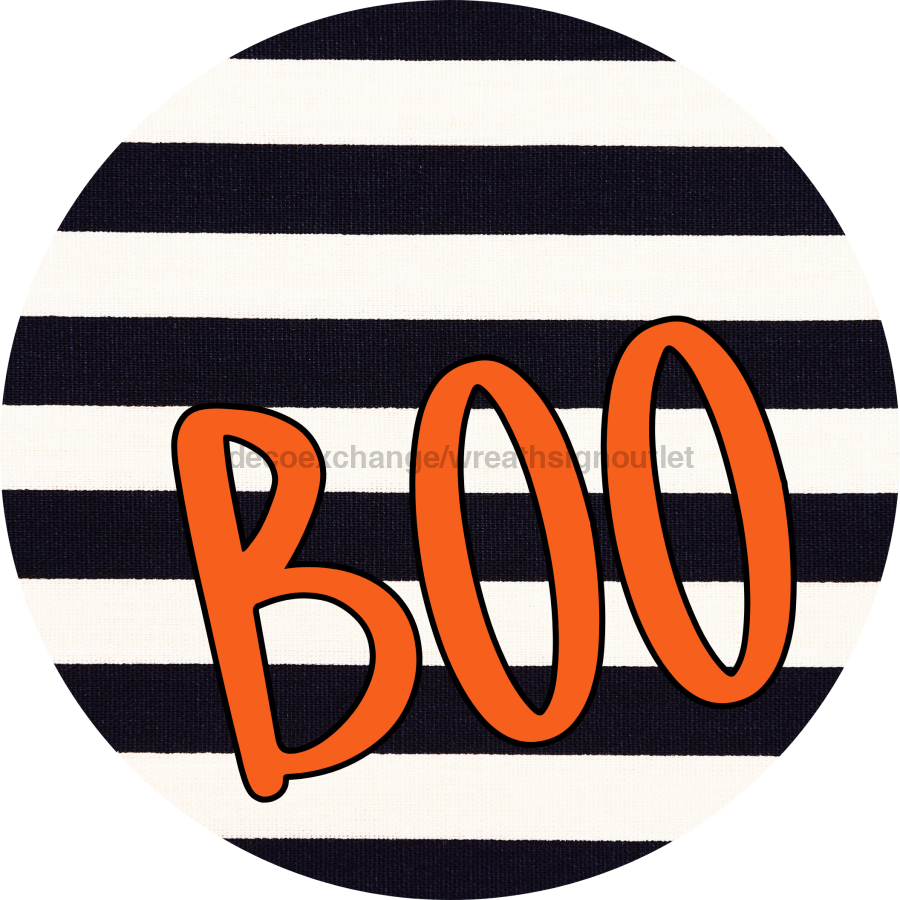 Halloween Simple Boo 8" Metal Wreath Sign - DECOE-4504-B