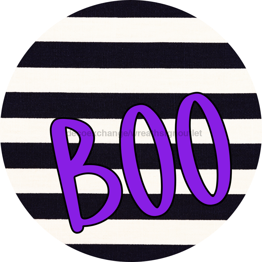 Halloween Simple Boo 8" Metal Wreath Sign - DECOE-4505-B
