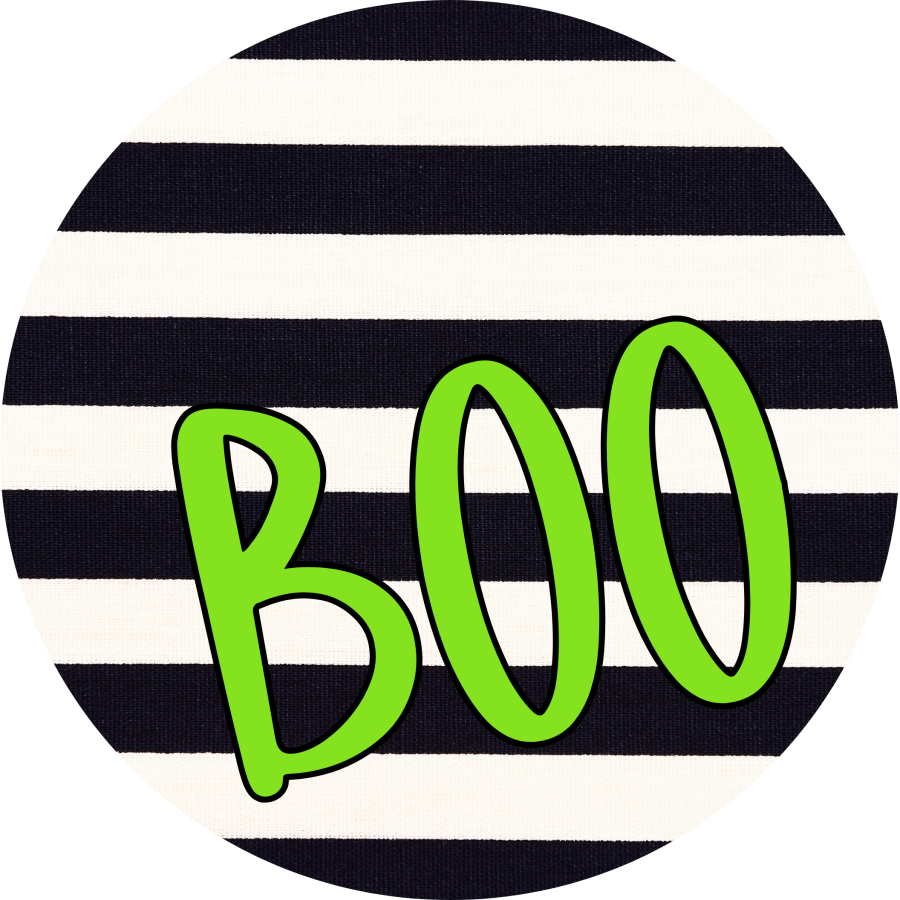 Halloween Simple Boo 8" Metal Wreath Sign - DECOE-4506-B