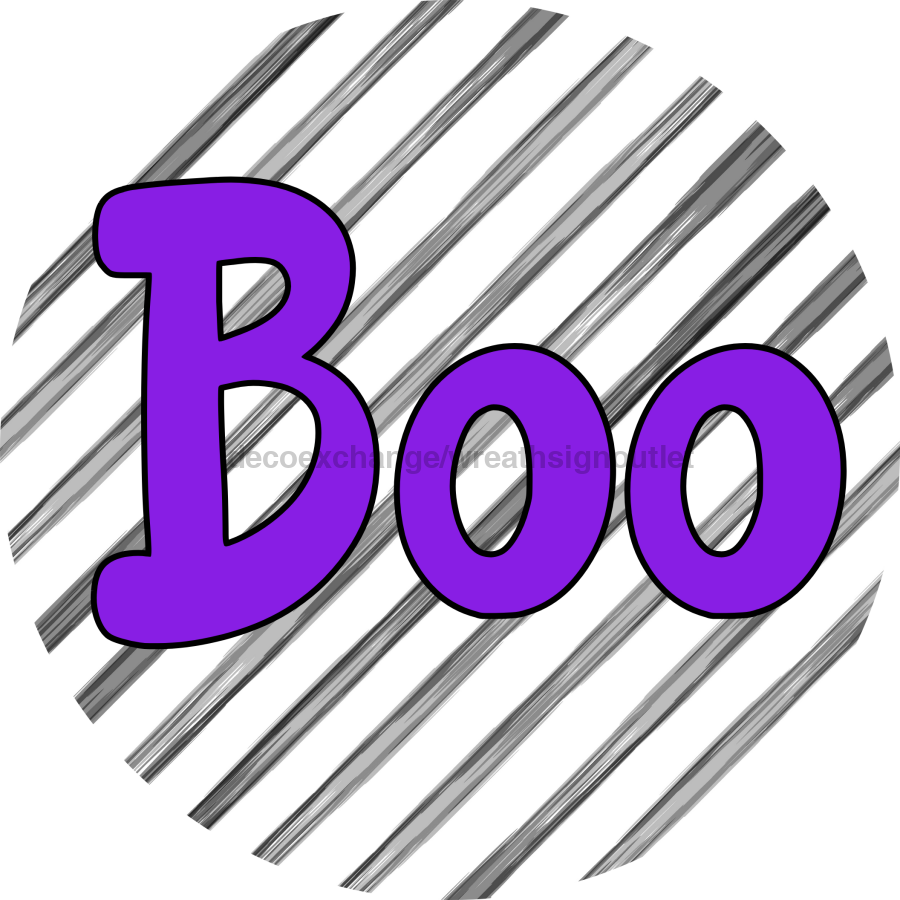 Halloween Simple Boo 12" Metal Wreath Sign - DECOE-4510-A