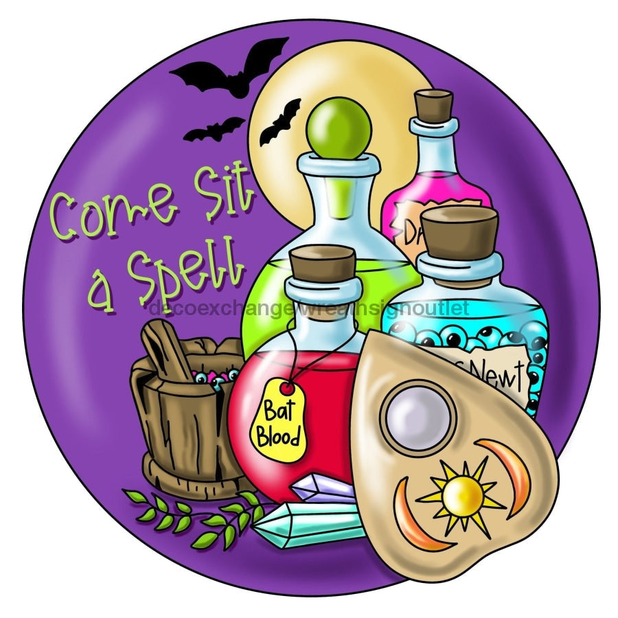 Halloween Sign, Sit A Spell, Halloween Potions, wood sign, PCD-W-016 door hanger, halloween
