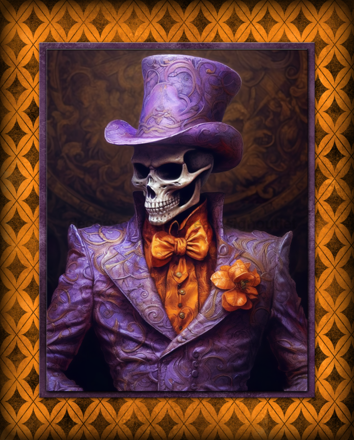 Halloween Skeleton 8x10" Metal Wreath Sign - DECOE-4629