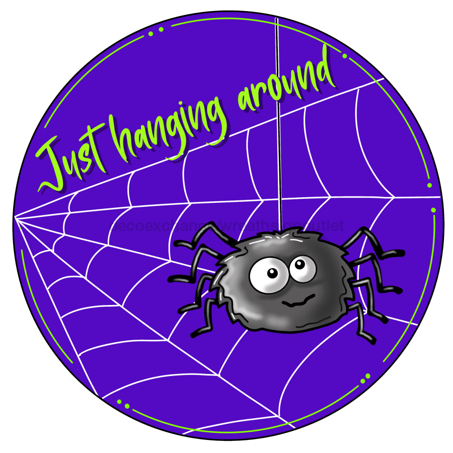 Halloween Sign Spider Wood Sign Pcd-052-Dh 18 Door Hanger Wood Round