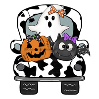 Thumbnail for Halloween Sign, Halloween Truck Sign, Cow print sign, wood sign, DECOE-W-041 door hanger, halloween