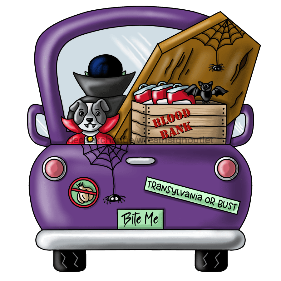 Halloween Sign, Vampire Truck Sign, Vampire Sign, wood sign, PCD-W-044 door hanger, halloween