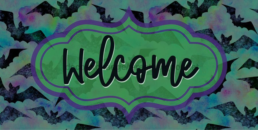 Halloween Welcome 6x12" Metal Wreath Sign - DECOE-4572