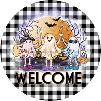 Thumbnail for Halloween Welcome 10" Metal Wreath Sign - DECOE-4644