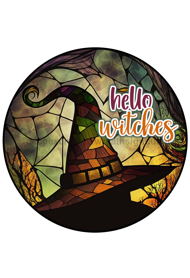Halloween Witch 10" Metal Wreath Sign - DECOE-4574