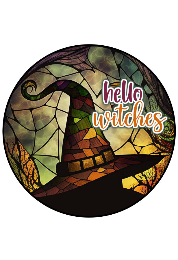 Halloween Witch 12" Metal Wreath Sign - DECOE-4574-A