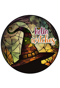 Thumbnail for Halloween Witch 8" Metal Wreath Sign - DECOE-4574-B