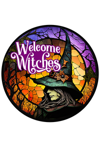Thumbnail for Halloween Witch 10" Metal Wreath Sign - DECOE-4577