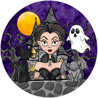 Thumbnail for Halloween Witch 10" Metal Wreath Sign - DECOE-4665