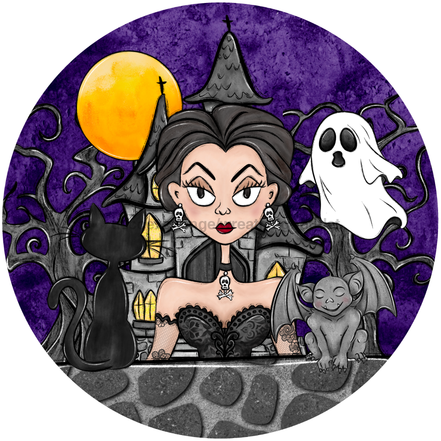 Halloween Witch 10" Metal Wreath Sign - DECOE-4665