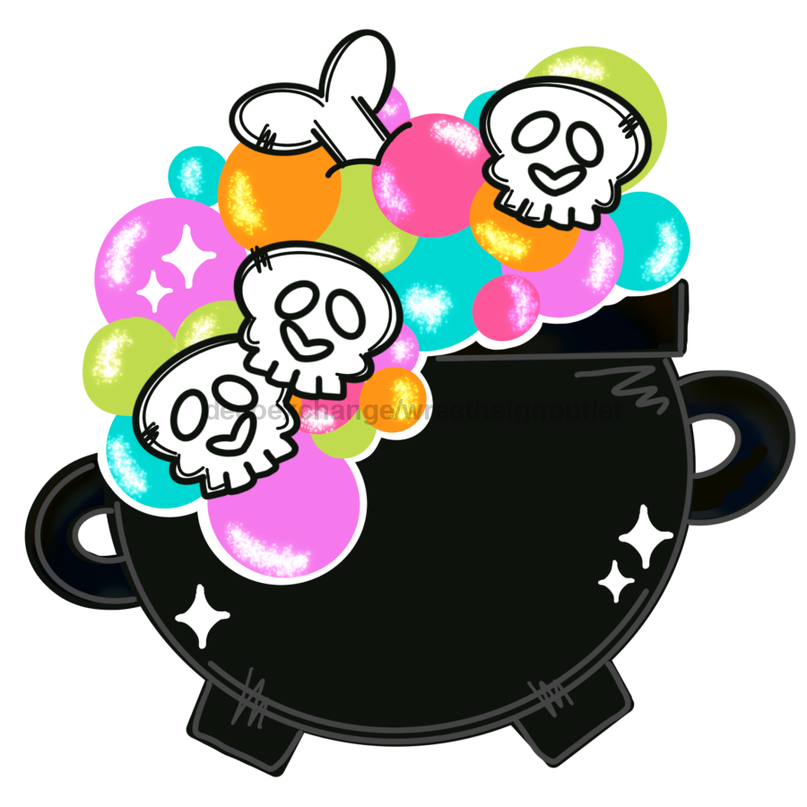 Halloween Skeleton Cauldron Door Hanger Mj-W-00077-Dh 22‚Äô Wood