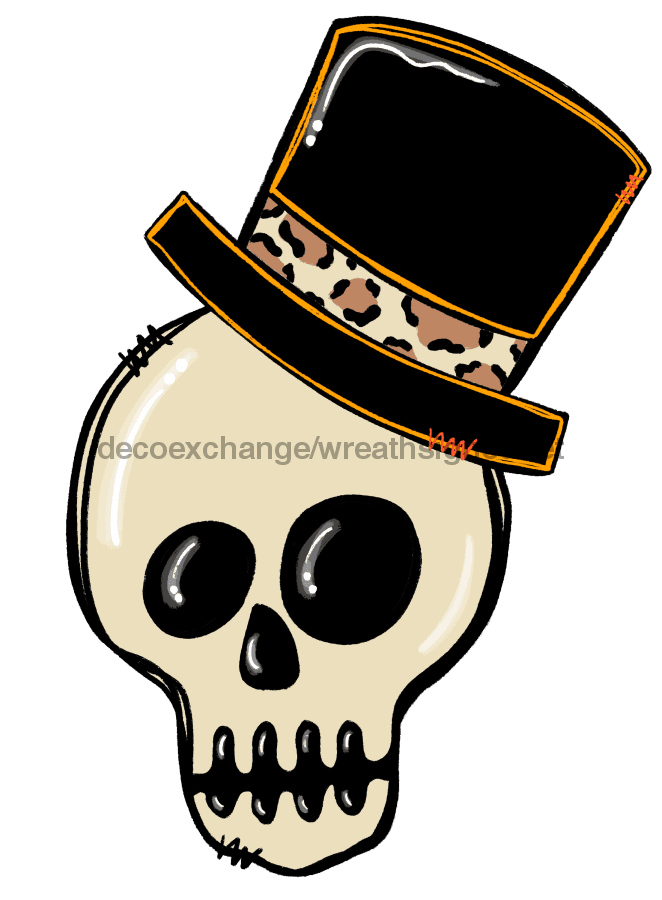Halloween Skeleton Head, wood sign, DECOE-W-012 door hanger, halloween