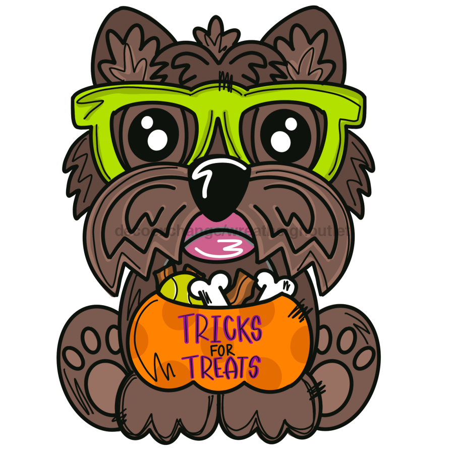 Halloween Trick Or Treat Dog Door Hanger Mj-W-00059 22‚Äô Wood