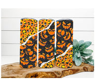 Thumbnail for Halloween Tumbler, Pumpkins and Leopard Tumbler 20 oz Skinny Tumbler - DECOETUMBLER-252