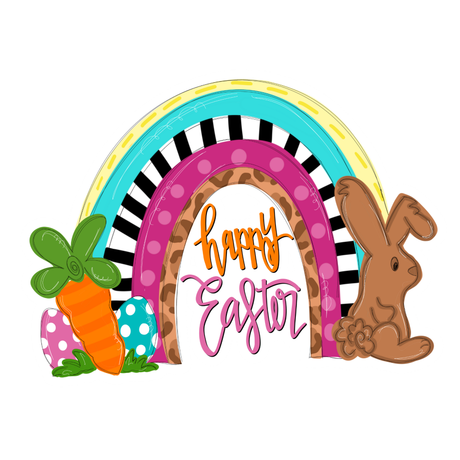 Happy Easter Bunny 22" Wood Door Hanger - DECOE-W-541-DH