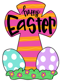 Thumbnail for Happy Easter Cross 22" Wood Door Hanger - DECOE-W-542-DH