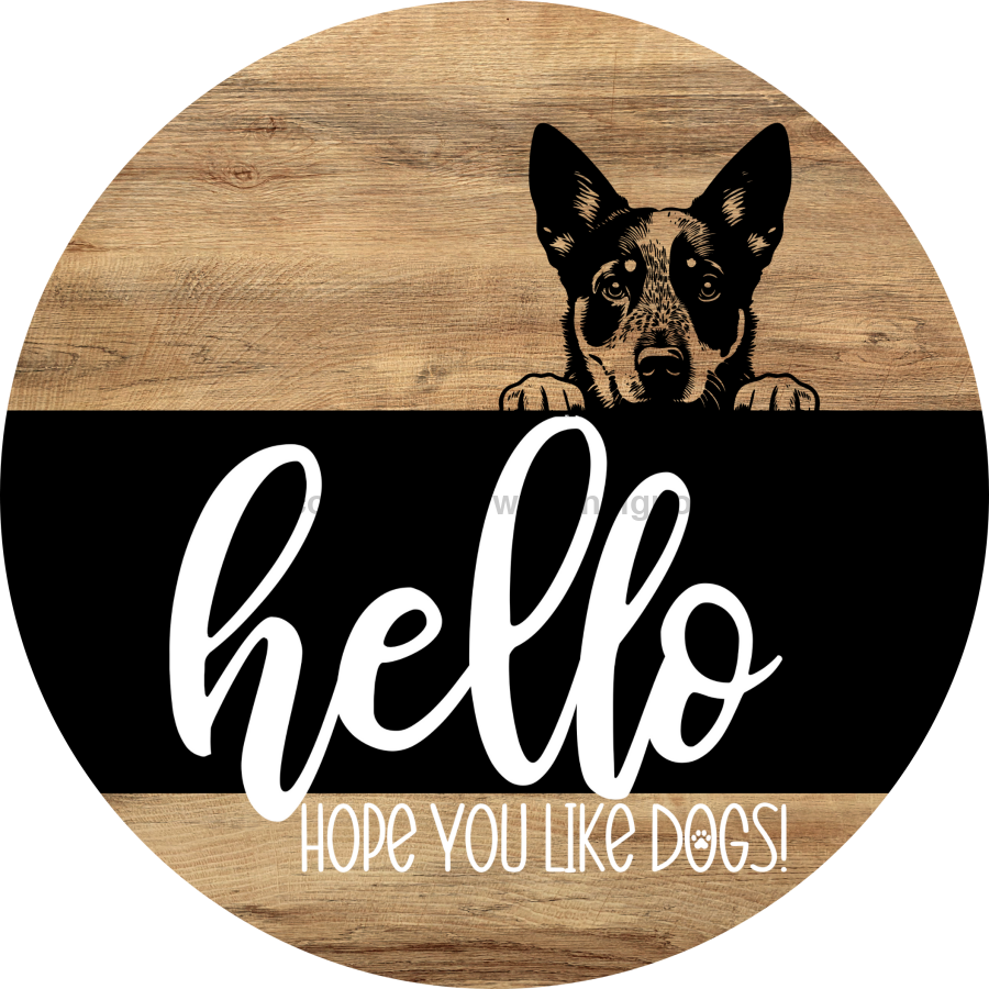 Dog Door Hanger, Hello Brought Treats Door Hanger, DCO-01975-DH, 18" Round Wood
