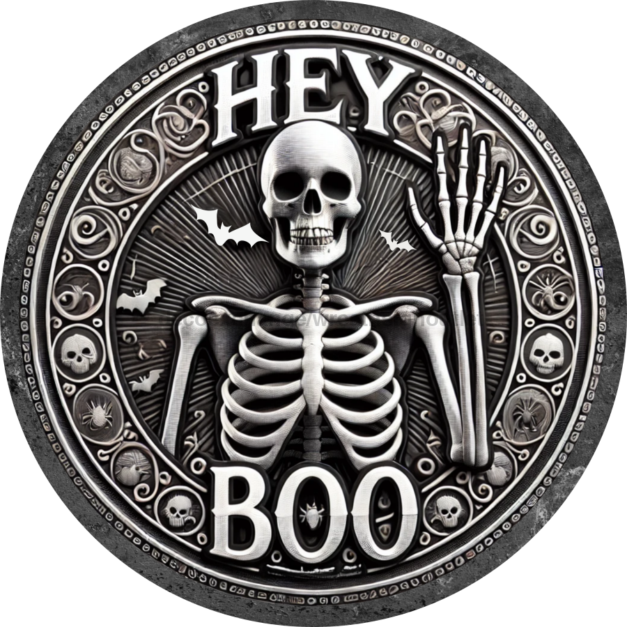 hey boo halloween, DECOE-5292-D, Sign For Wreath, 10" Wood Sign