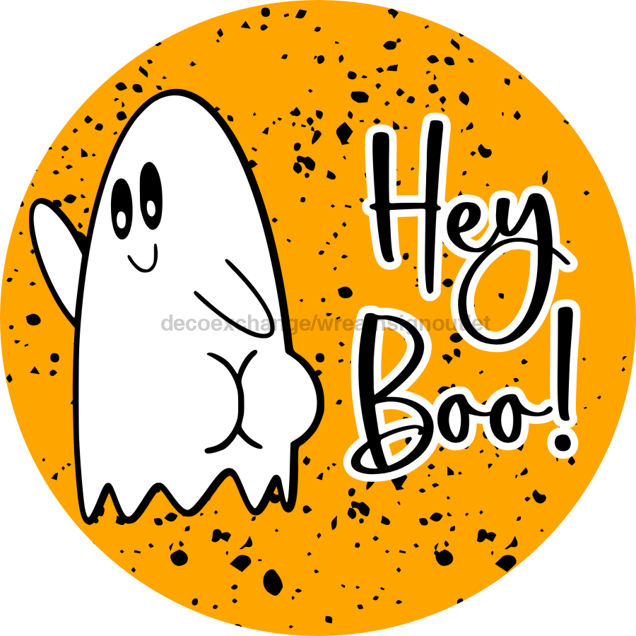 Hey Boo Halloween Door Hanger Dco-01633-Dh 18’ Round Wood