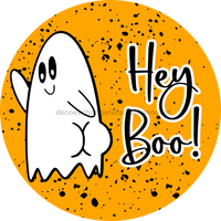 Thumbnail for Hey Boo Halloween Door Hanger Dco-01633-Dh 18’ Round Wood