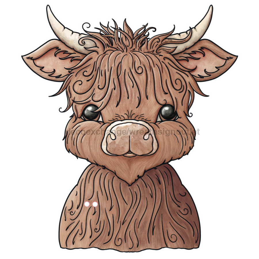 Highland Cow Cut Bow Holes no 22" Wood Door Hanger - DECOE-W-903436-DH