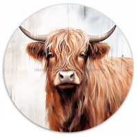 Thumbnail for Highland Cow Sign Dco-00861 For Wreath 10 Round Metal